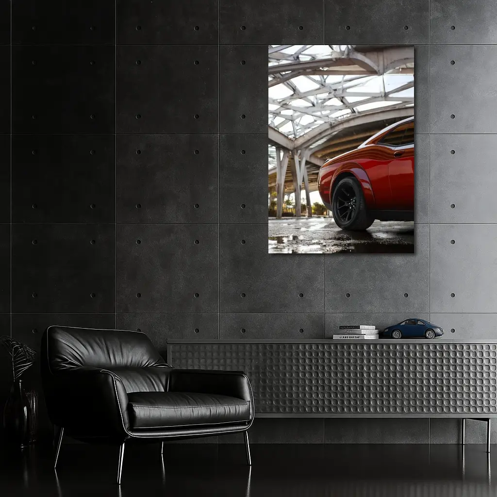 Dodge Challenger SRT Red Under Structural Bridge – Wall Art