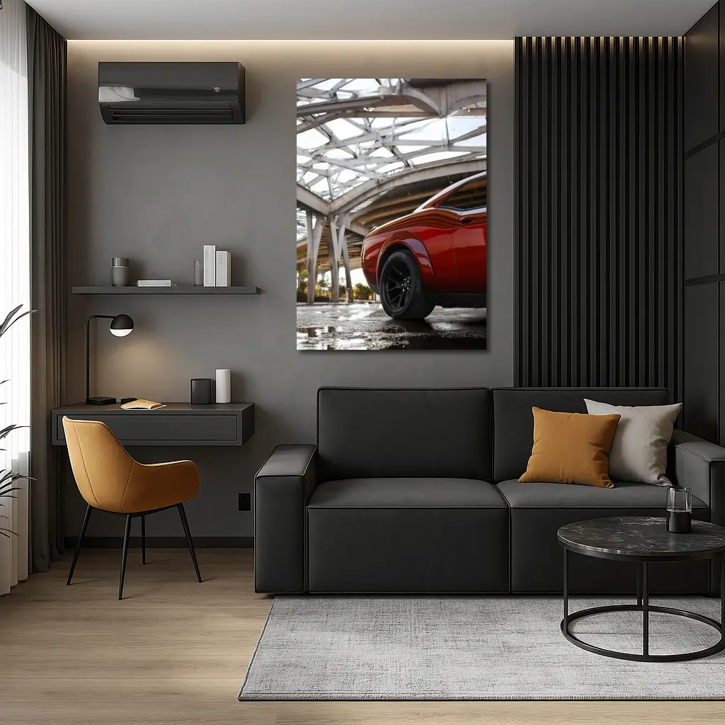 Dodge Challenger SRT Red Under Structural Bridge – Wall Art
