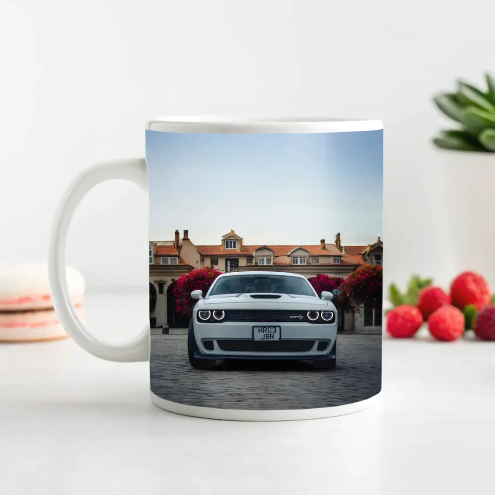 Dodge Challenger SRT Front View Old Town – Mugs