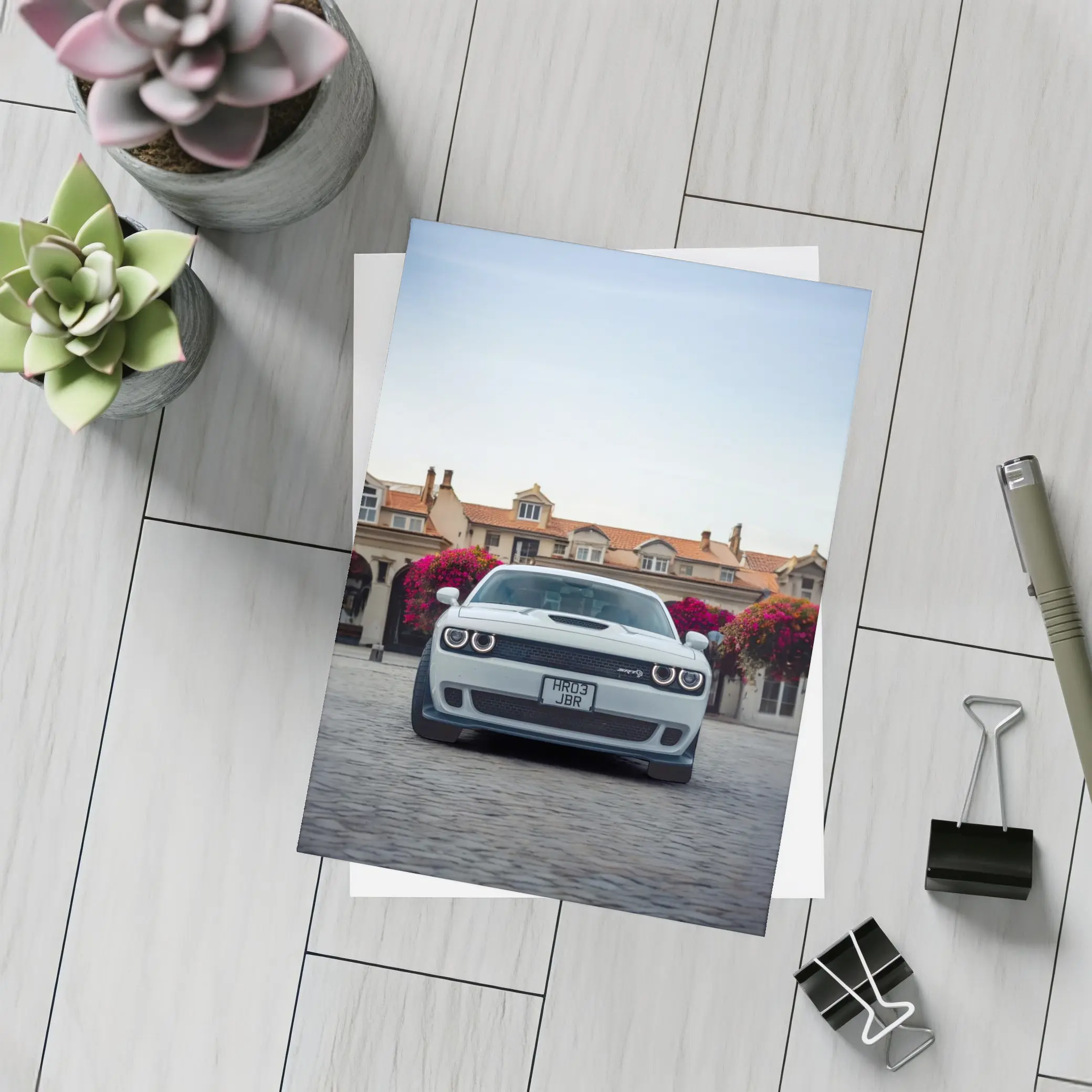 Dodge Challenger SRT Front View Old Town – Postcards