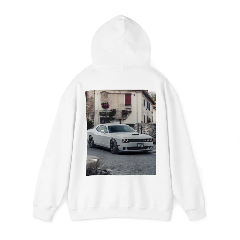 Dodge Challenger SRT White Old Town Street – Hoodies
