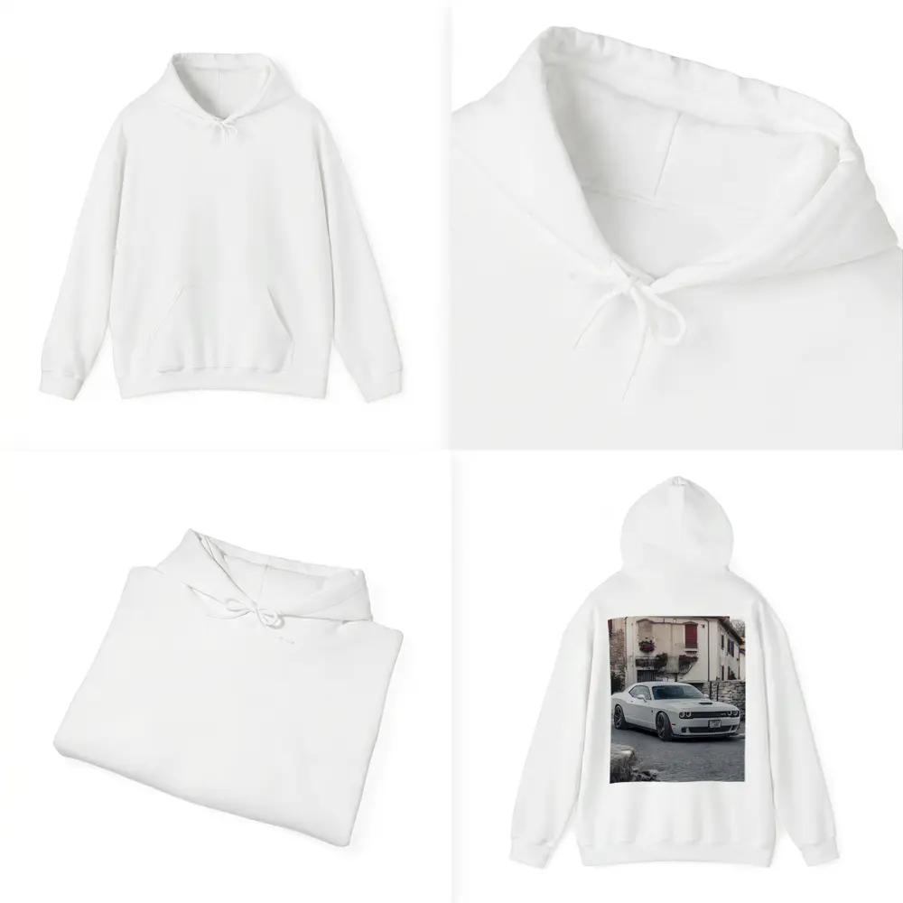 Dodge Challenger SRT White Old Town Street – Hoodies