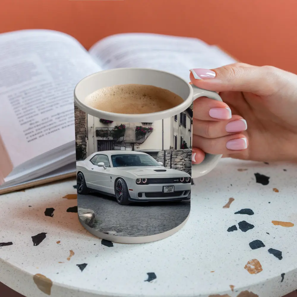 Dodge Challenger SRT White Old Town Street – Mugs