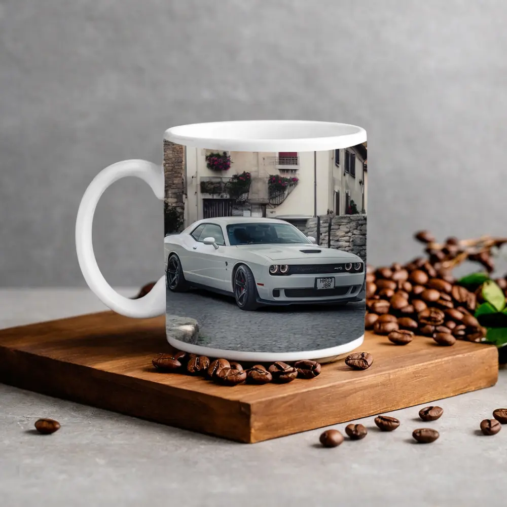 Dodge Challenger SRT White Old Town Street – Mugs