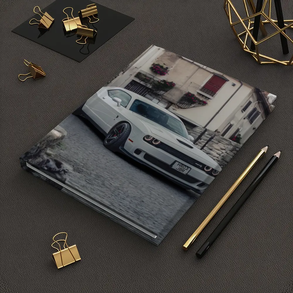 Dodge Challenger SRT White Old Town Street – Notebooks