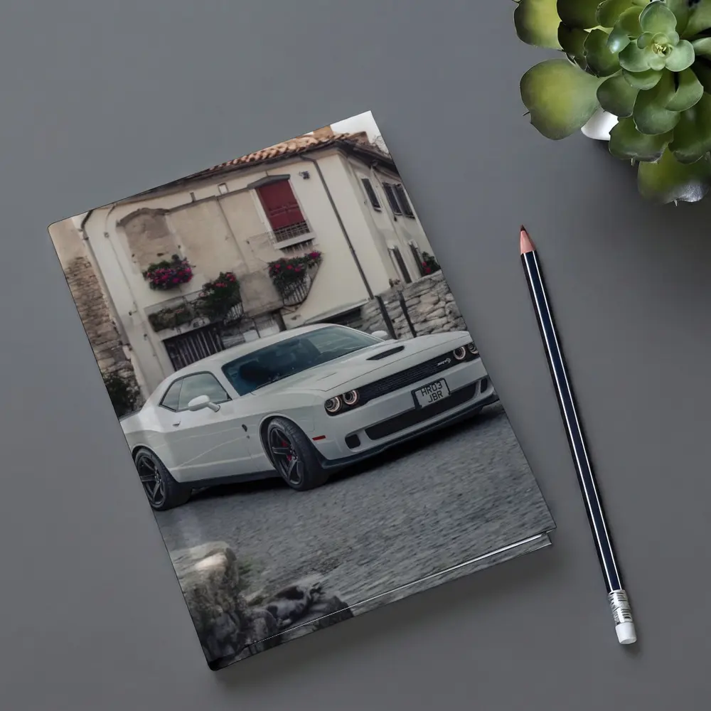 Dodge Challenger SRT White Old Town Street – Notebooks