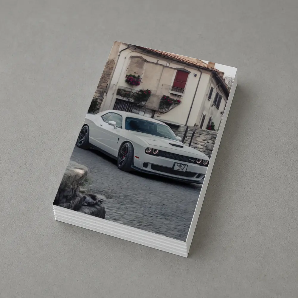 Dodge Challenger SRT White Old Town Street – Postcards