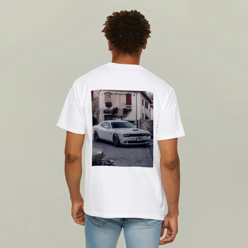 Dodge Challenger SRT White Old Town Street – T-Shirts