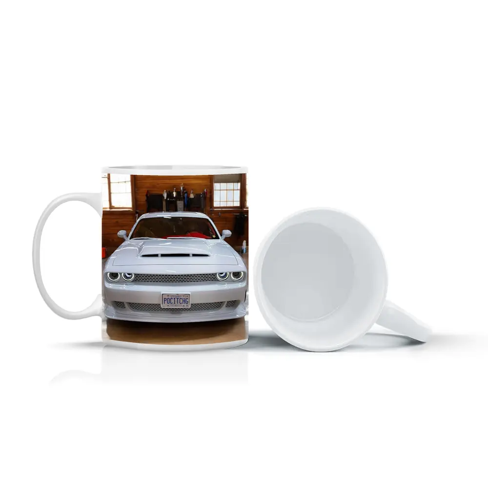 White Dodge Challenger SRT Garage Front View – Mugs