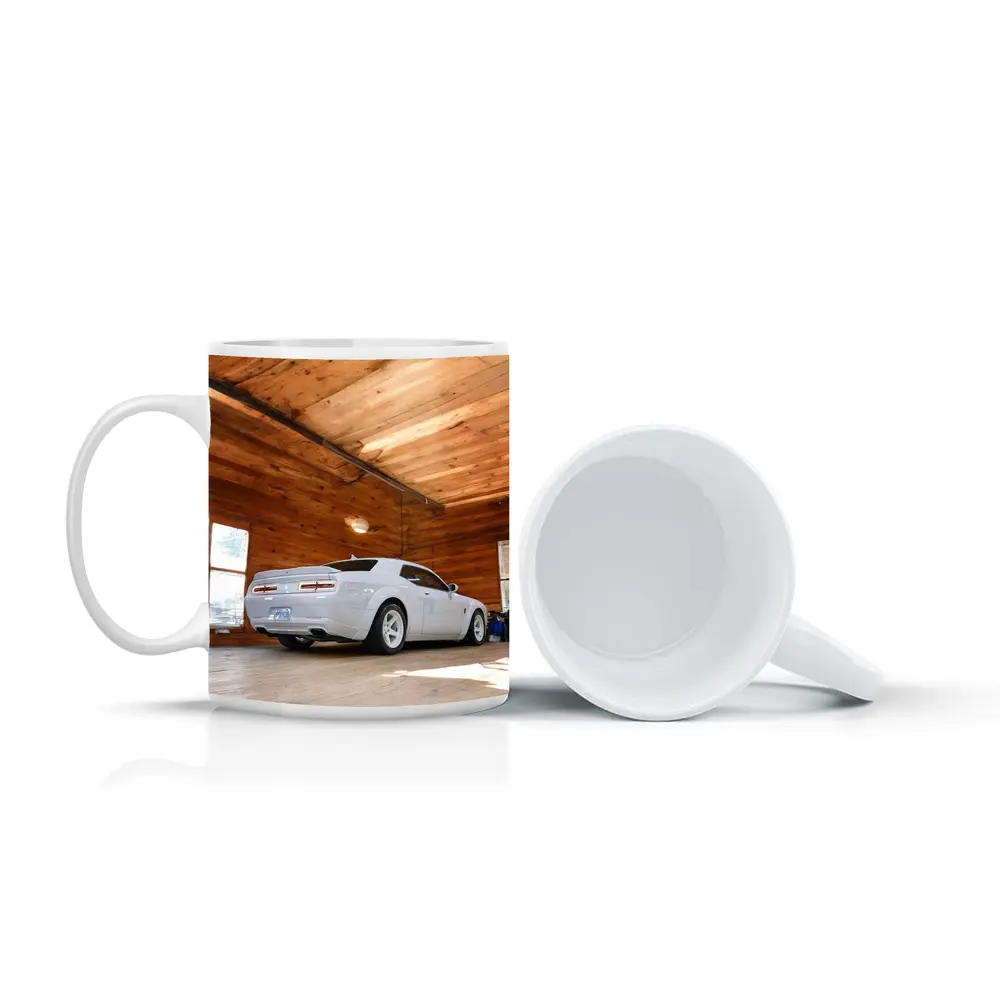 Dodge Charger White Muscle Car Wooden Garage – Mugs