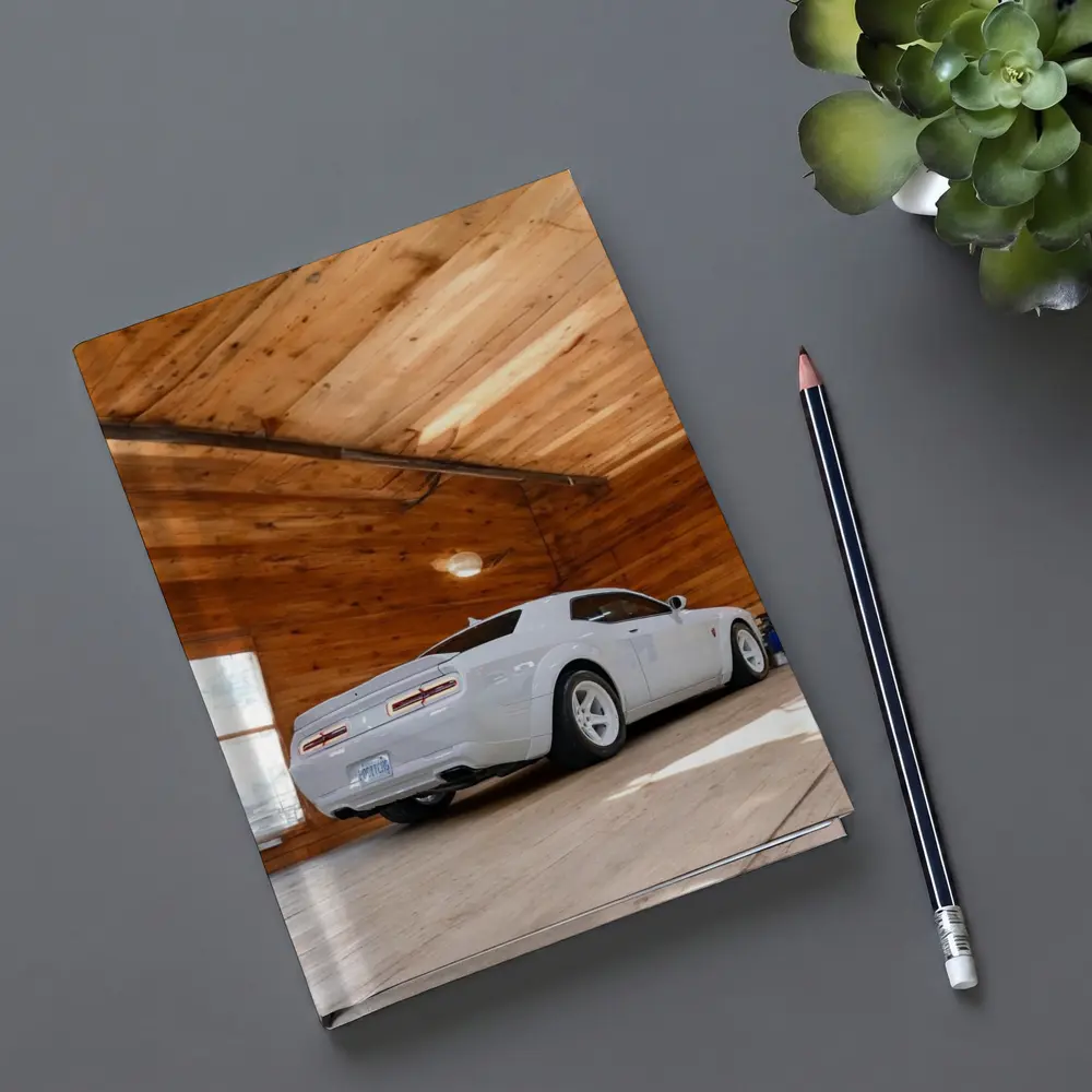 Dodge Charger White Muscle Car Wooden Garage – Notebooks