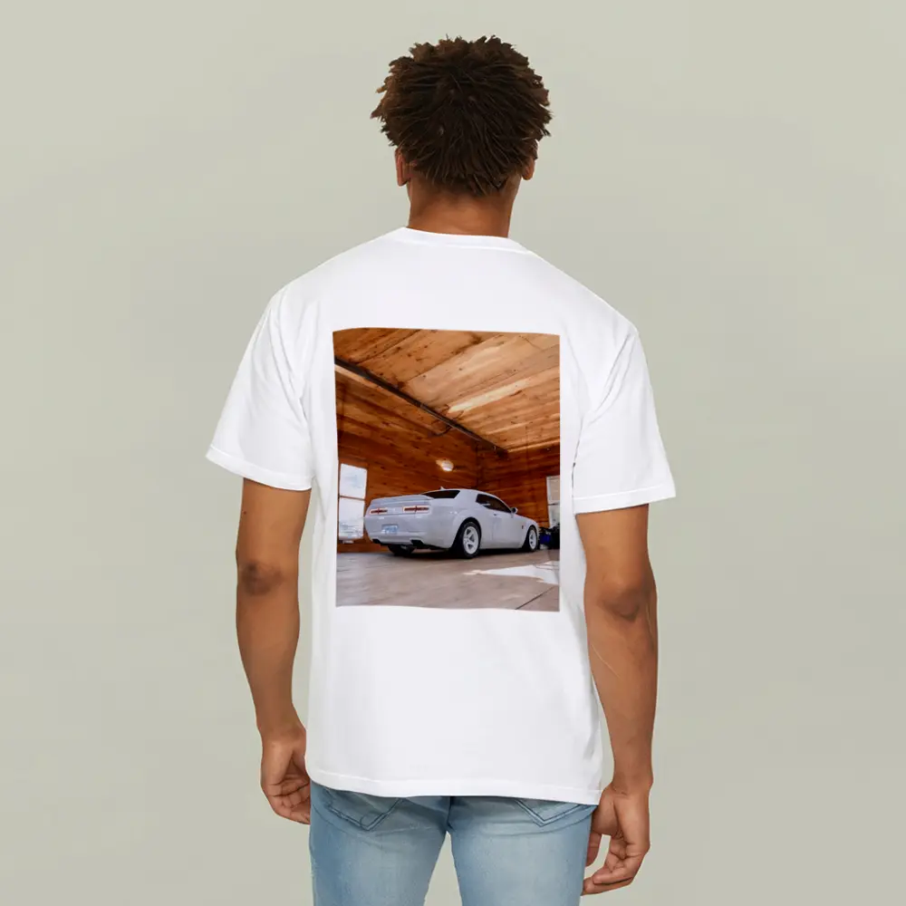 Dodge Charger White Muscle Car Wooden Garage – T-Shirts