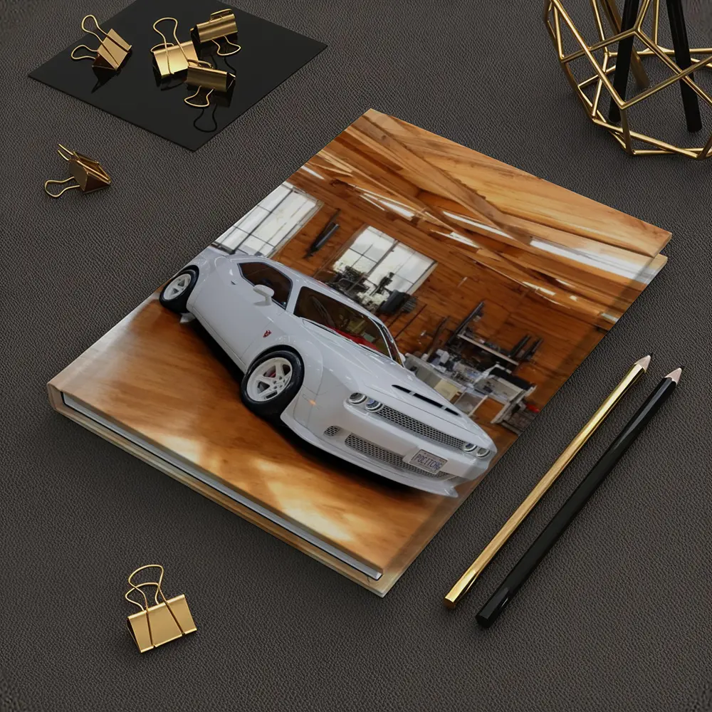 Dodge Challenger SRT White Muscle Car Garage – Notebooks