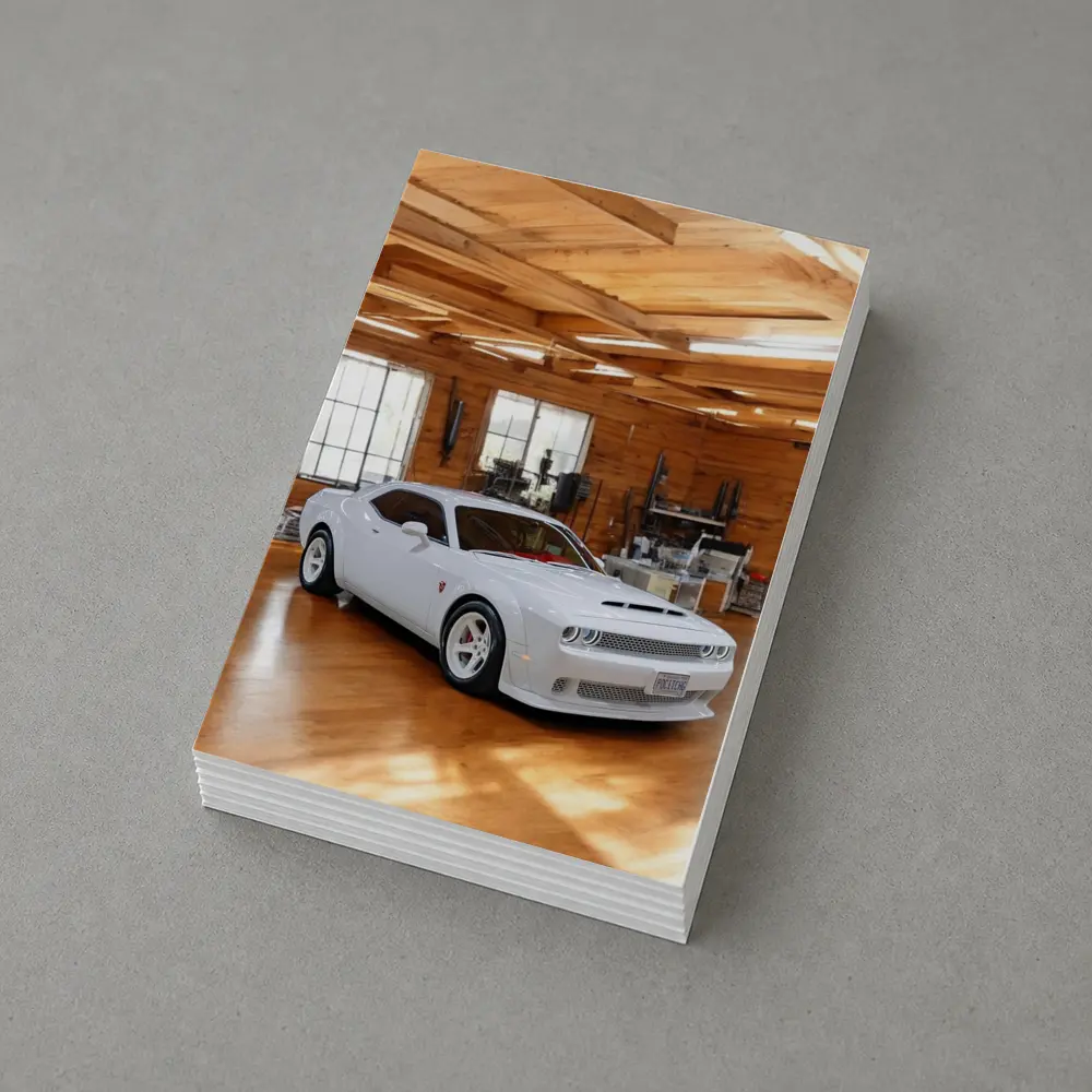 Dodge Challenger SRT White Muscle Car Garage – Postcards
