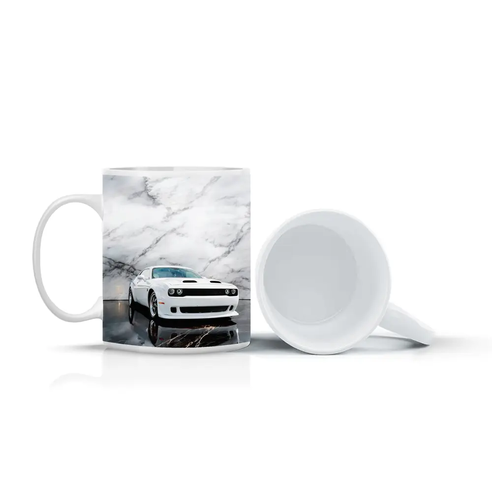 Dodge Challenger SRT White Marble Background – Mugs