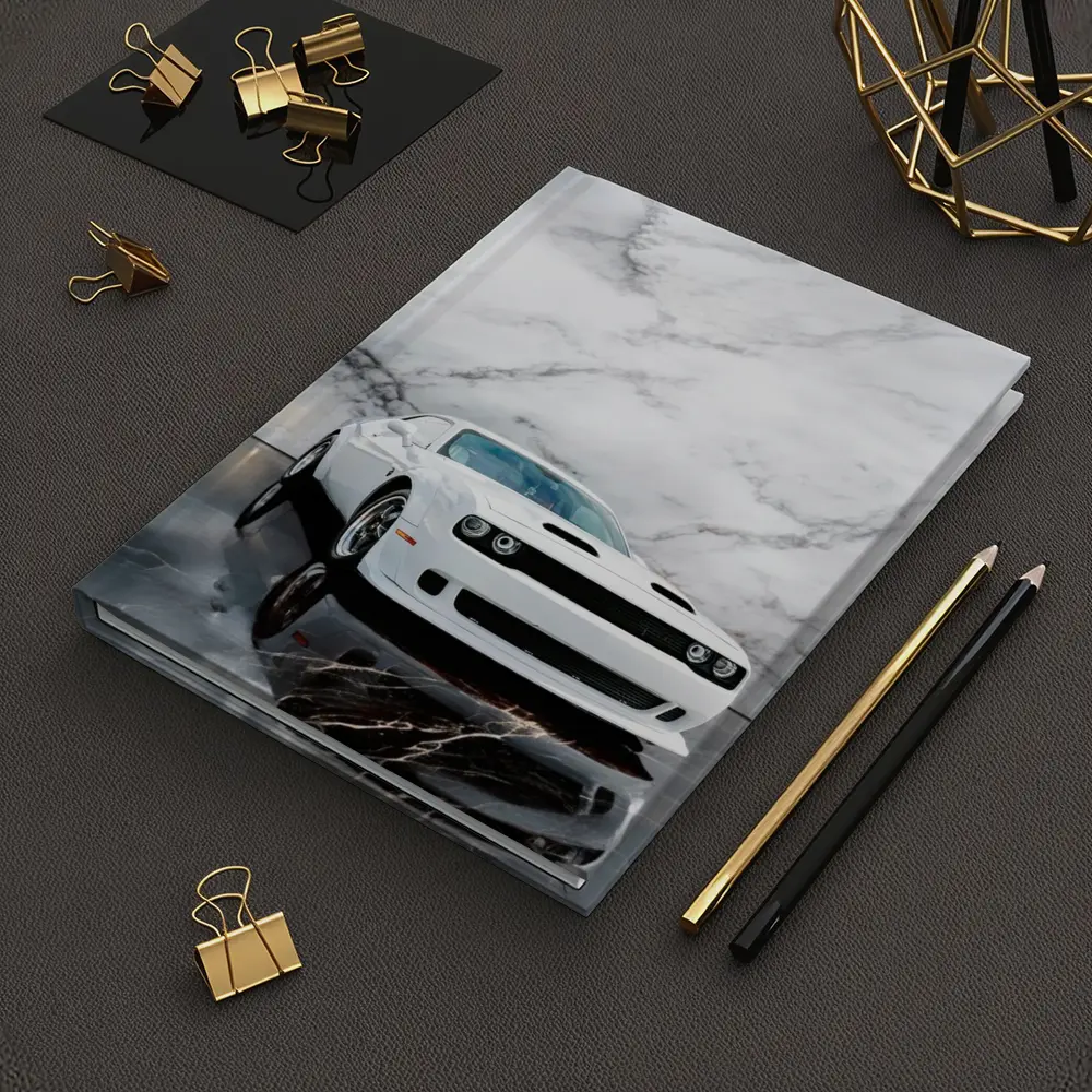 Dodge Challenger SRT White Marble Background – Notebooks