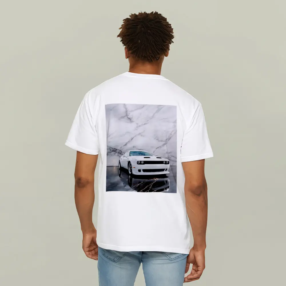 Dodge Challenger SRT White Marble Background – T-Shirts