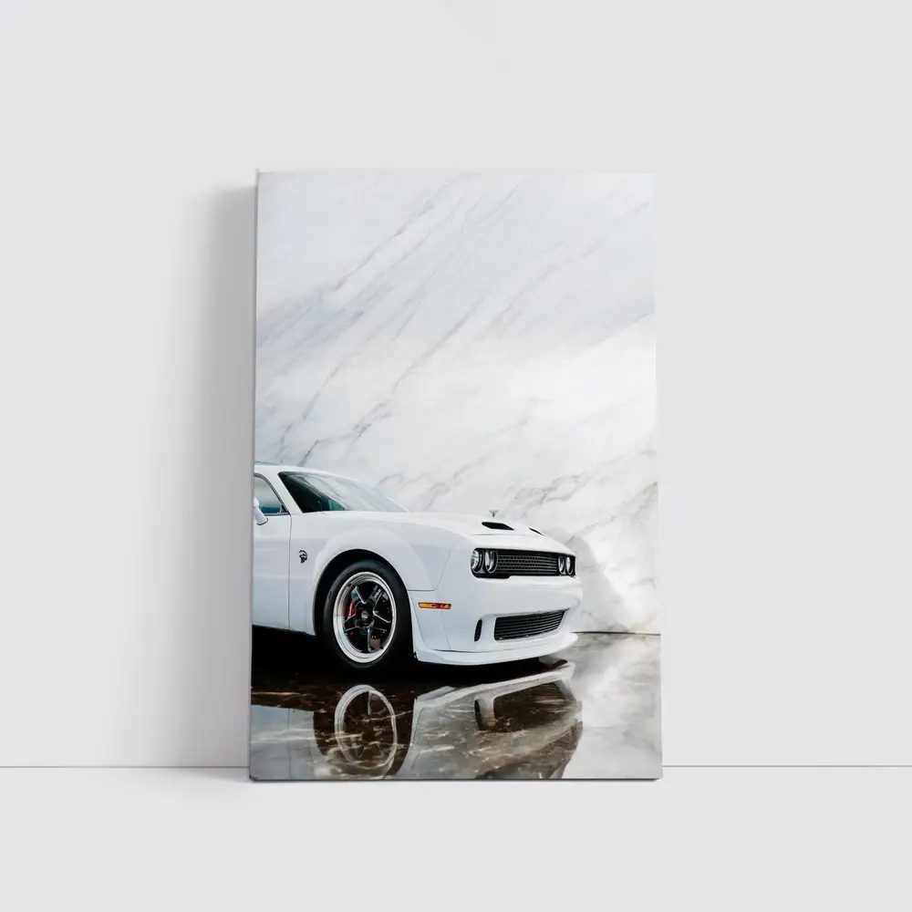 Dodge Challenger SRT White Marble Background – Wall Art