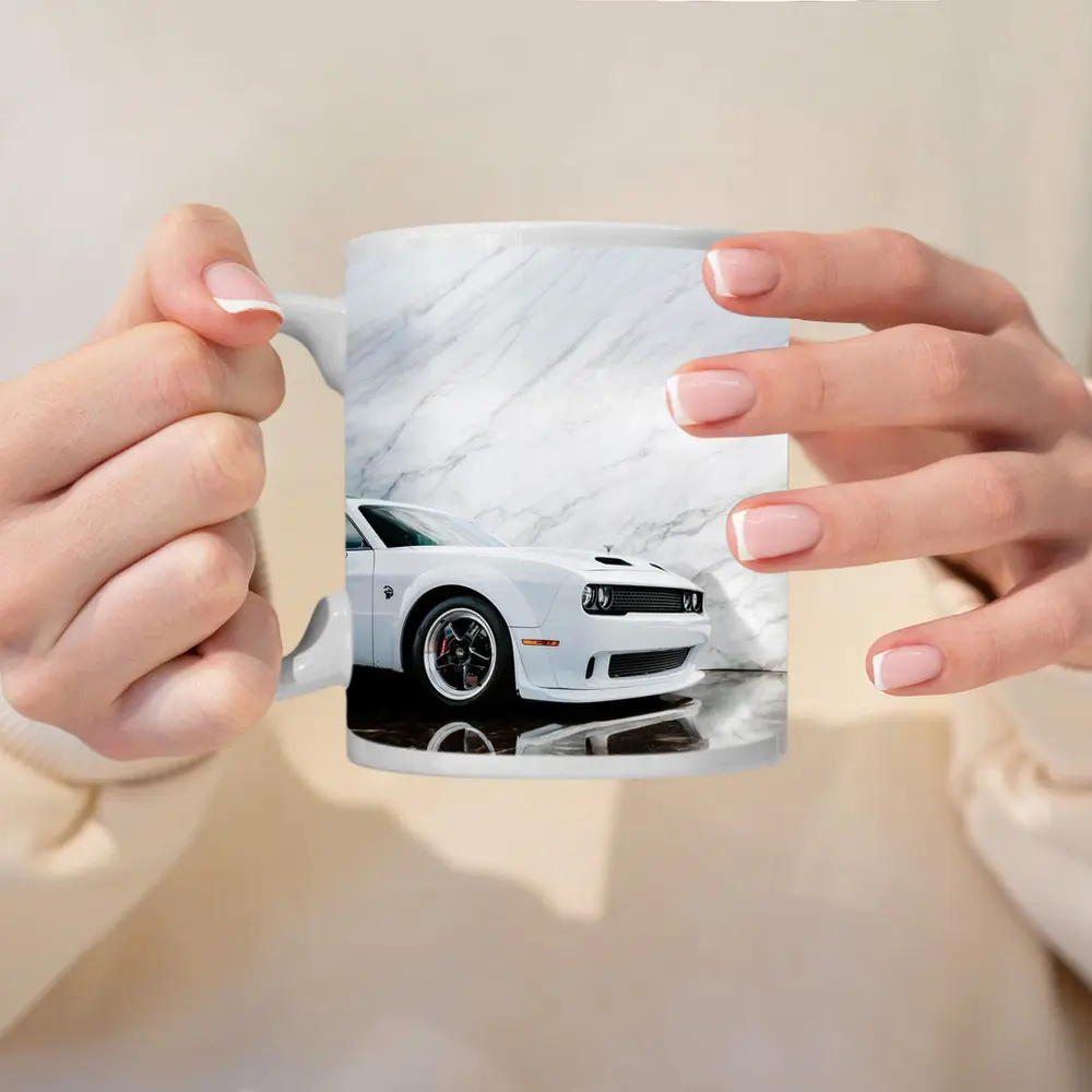 Dodge Challenger SRT White Marble Background – Mugs