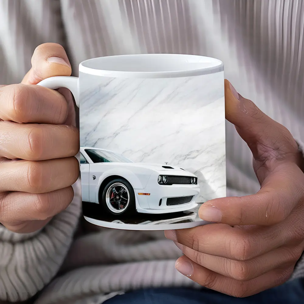 Dodge Challenger SRT White Marble Background – Mugs
