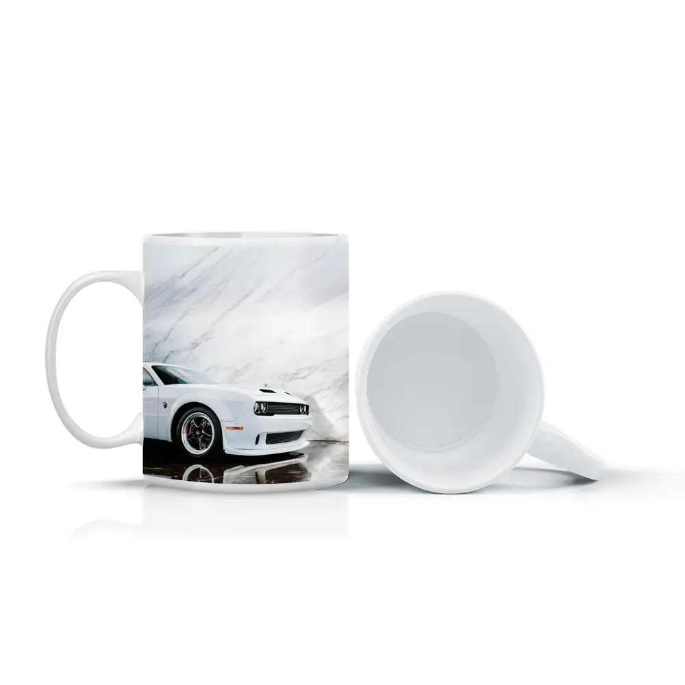 Dodge Challenger SRT White Marble Background – Mugs