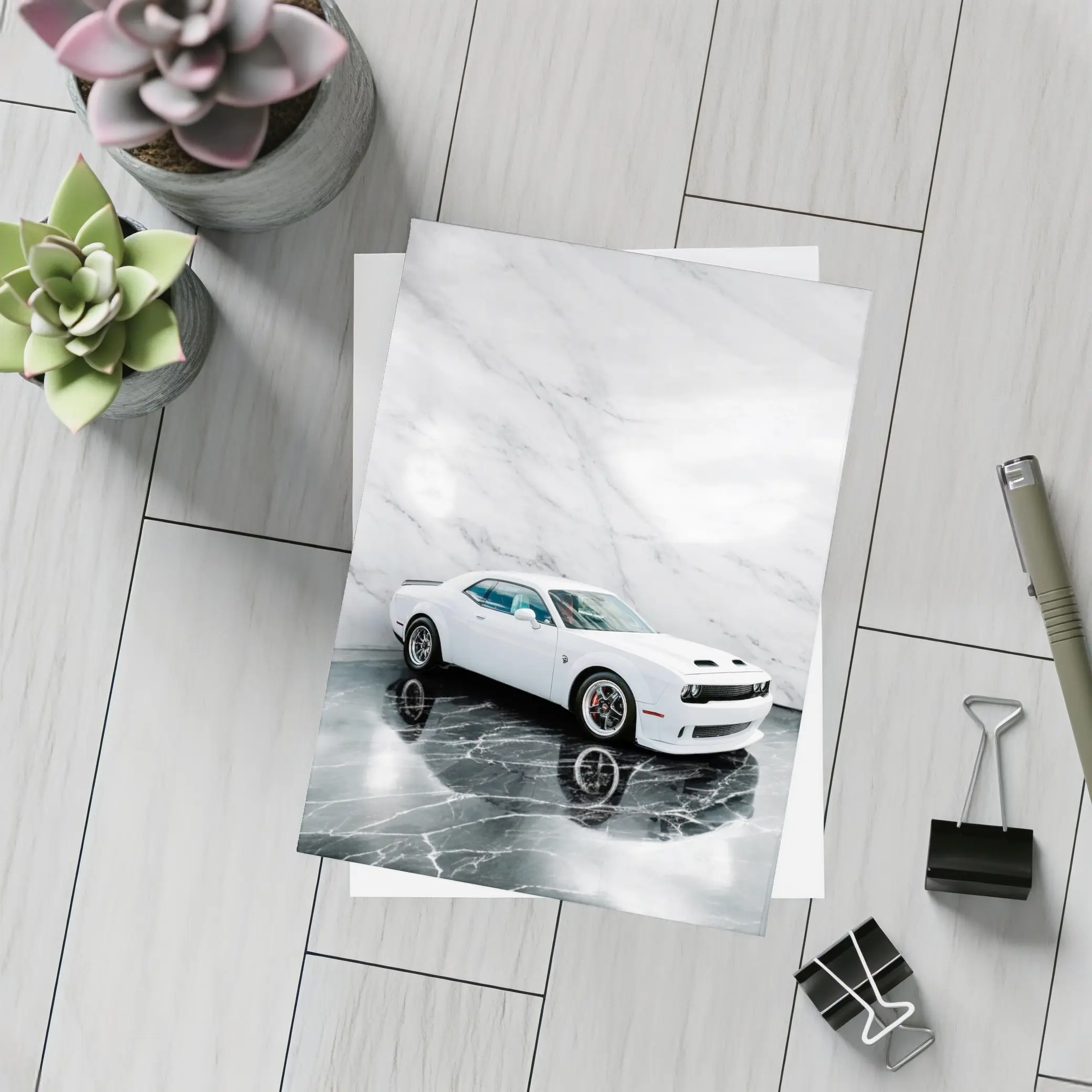 Dodge Challenger SRT White Marble Studio – Postcards