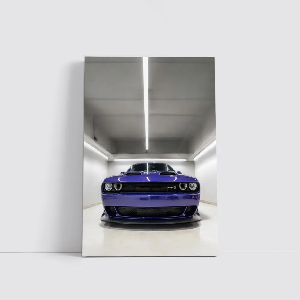 Dodge Challenger SRT Purple Garage Front View – Wall Art
