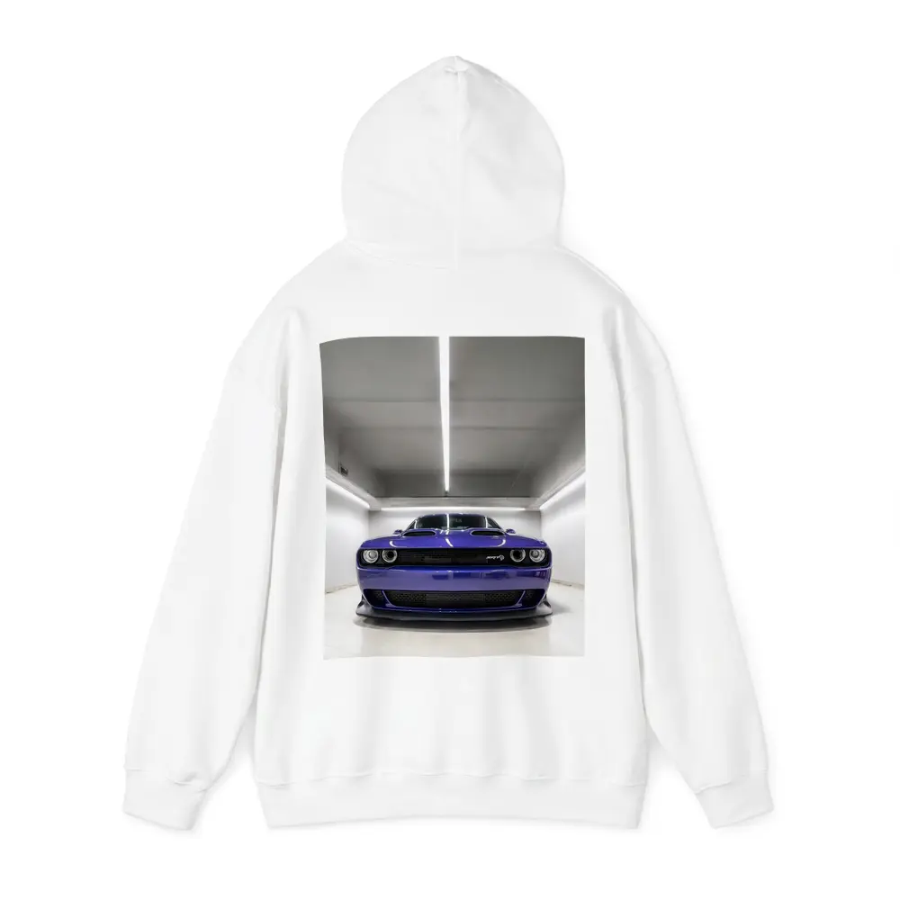 Dodge Challenger SRT Purple Garage Front View – Hoodies