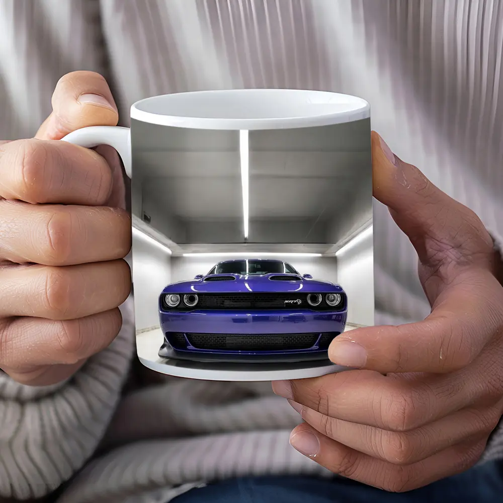 Dodge Challenger SRT Purple Garage Front View – Mugs