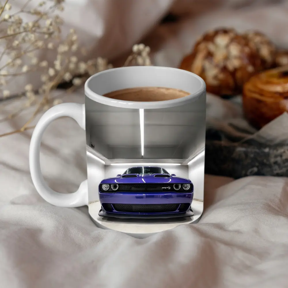 Dodge Challenger SRT Purple Garage Front View – Mugs