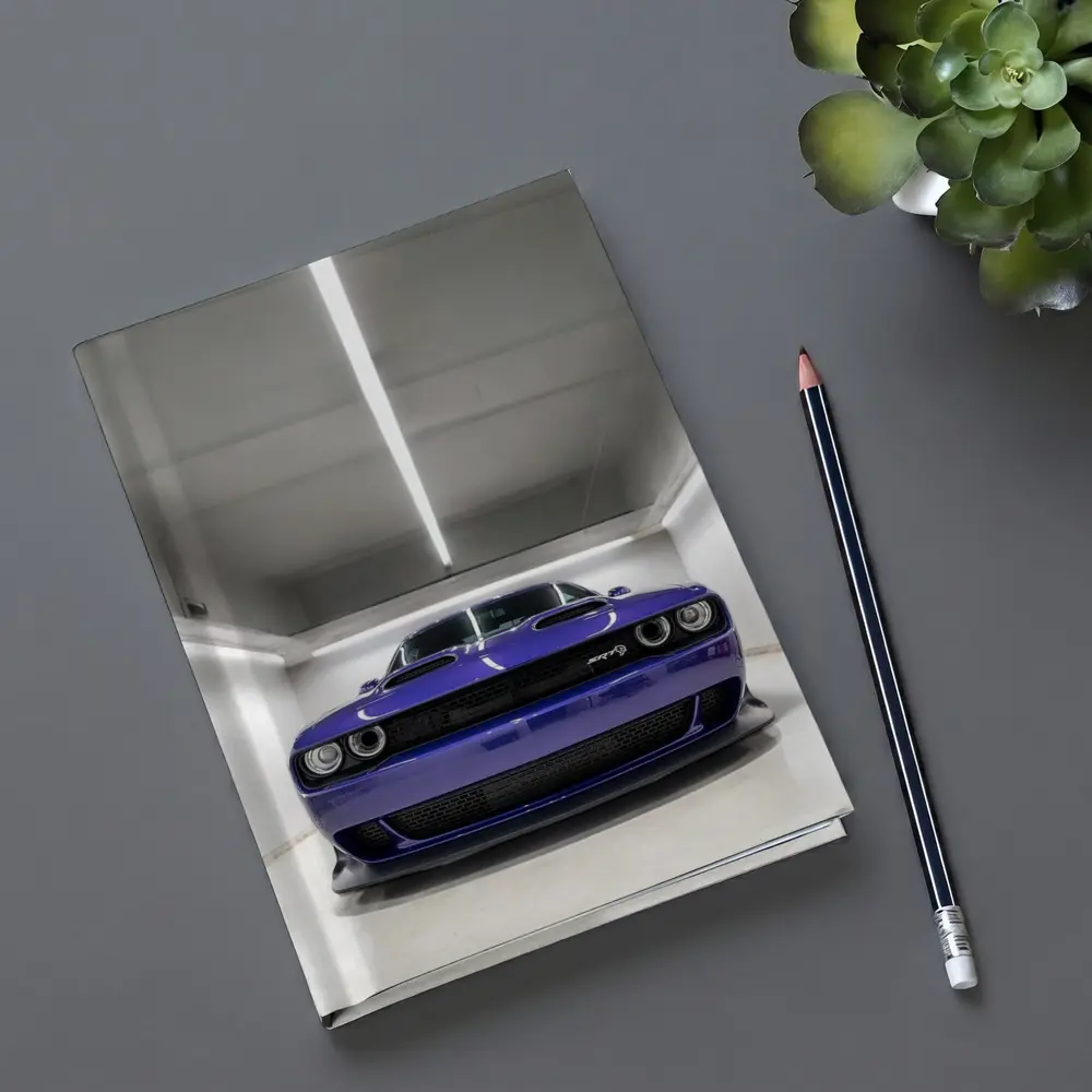 Dodge Challenger SRT Purple Garage Front View – Notebooks