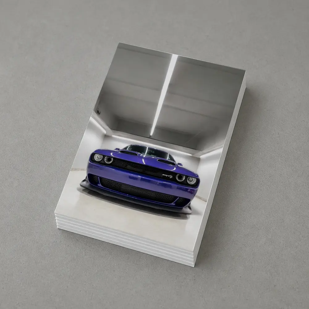 Dodge Challenger SRT Purple Garage Front View – Postcards