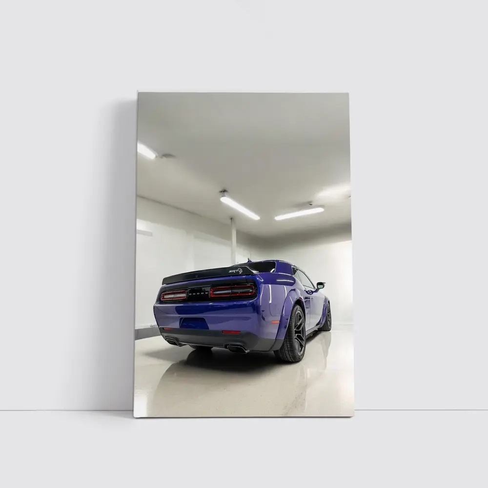 Dodge Challenger SRT Purple Garage Rear View – Wall Art