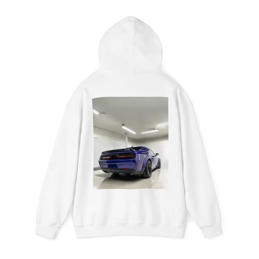 Dodge Challenger SRT Purple Garage Rear View – Hoodies