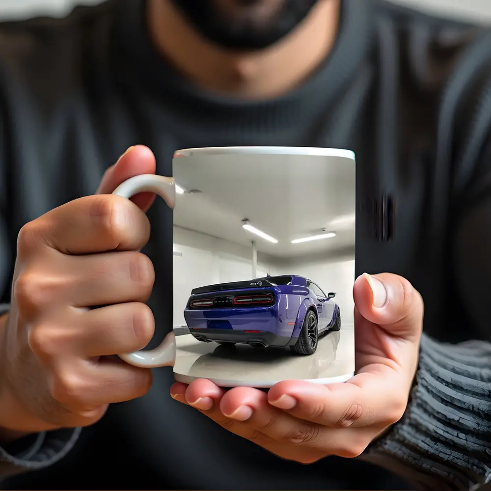 Dodge Challenger SRT Purple Garage Rear View – Mugs