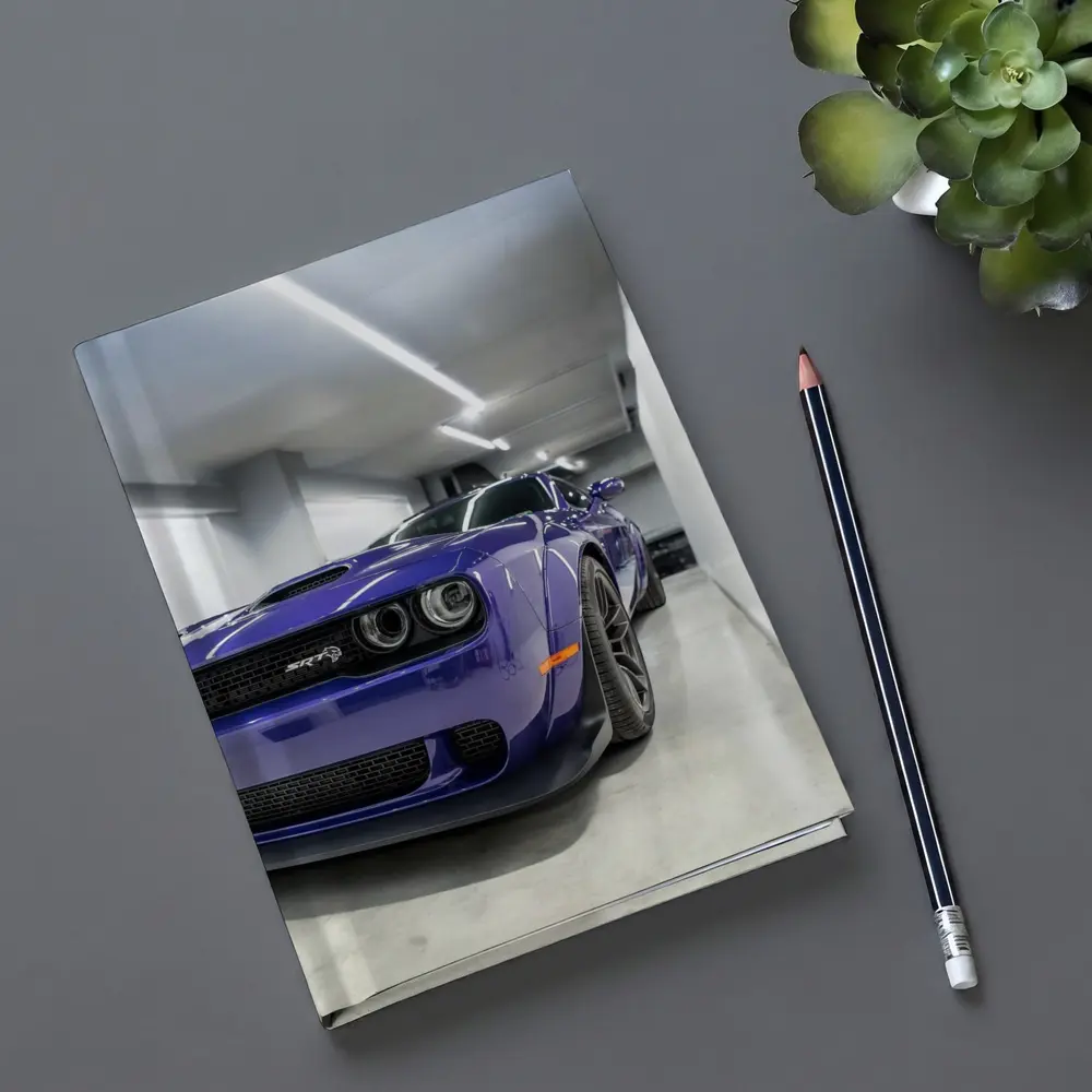 Dodge Challenger SRT Purple Garage Shot – Notebooks