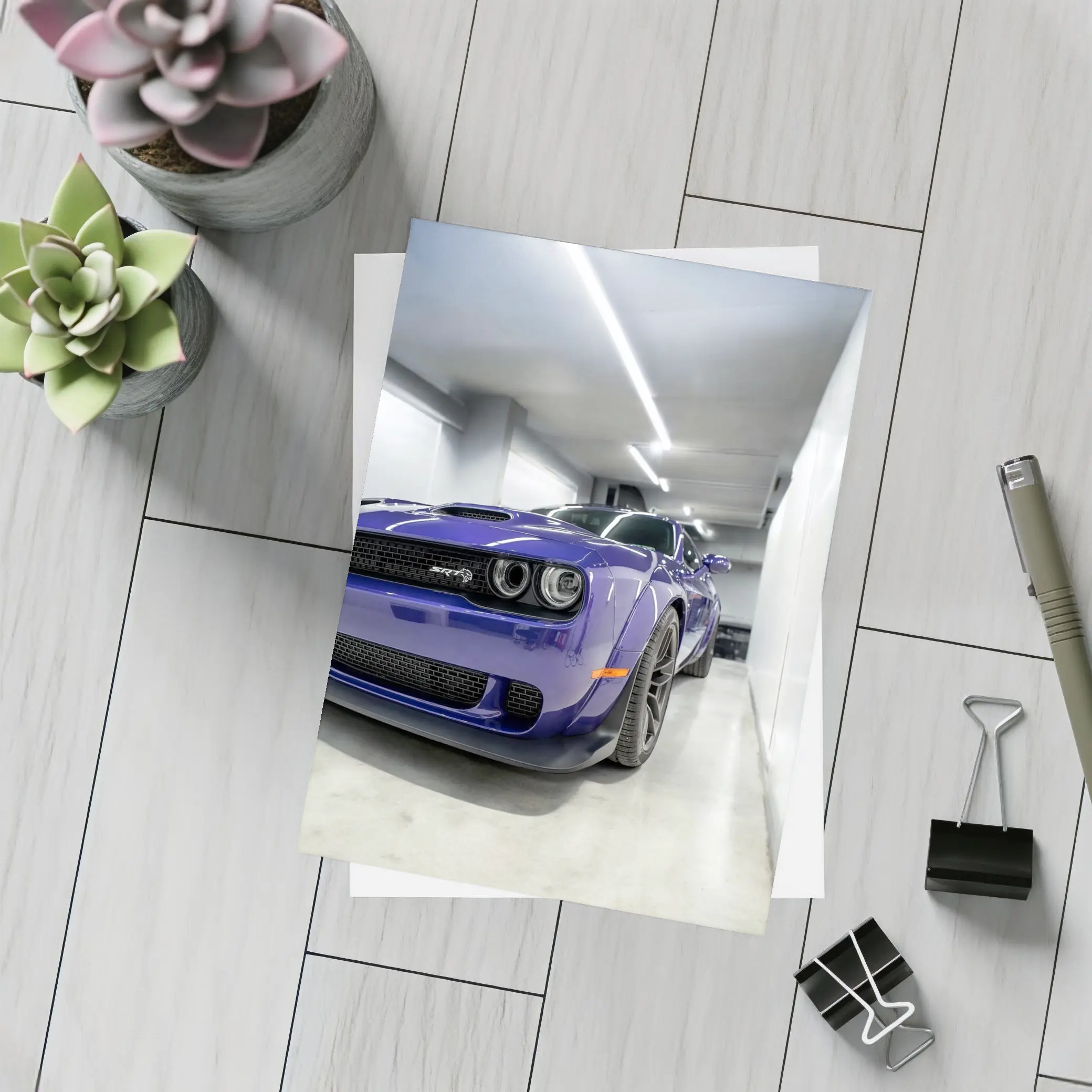 Dodge Challenger SRT Purple Garage Shot – Postcards