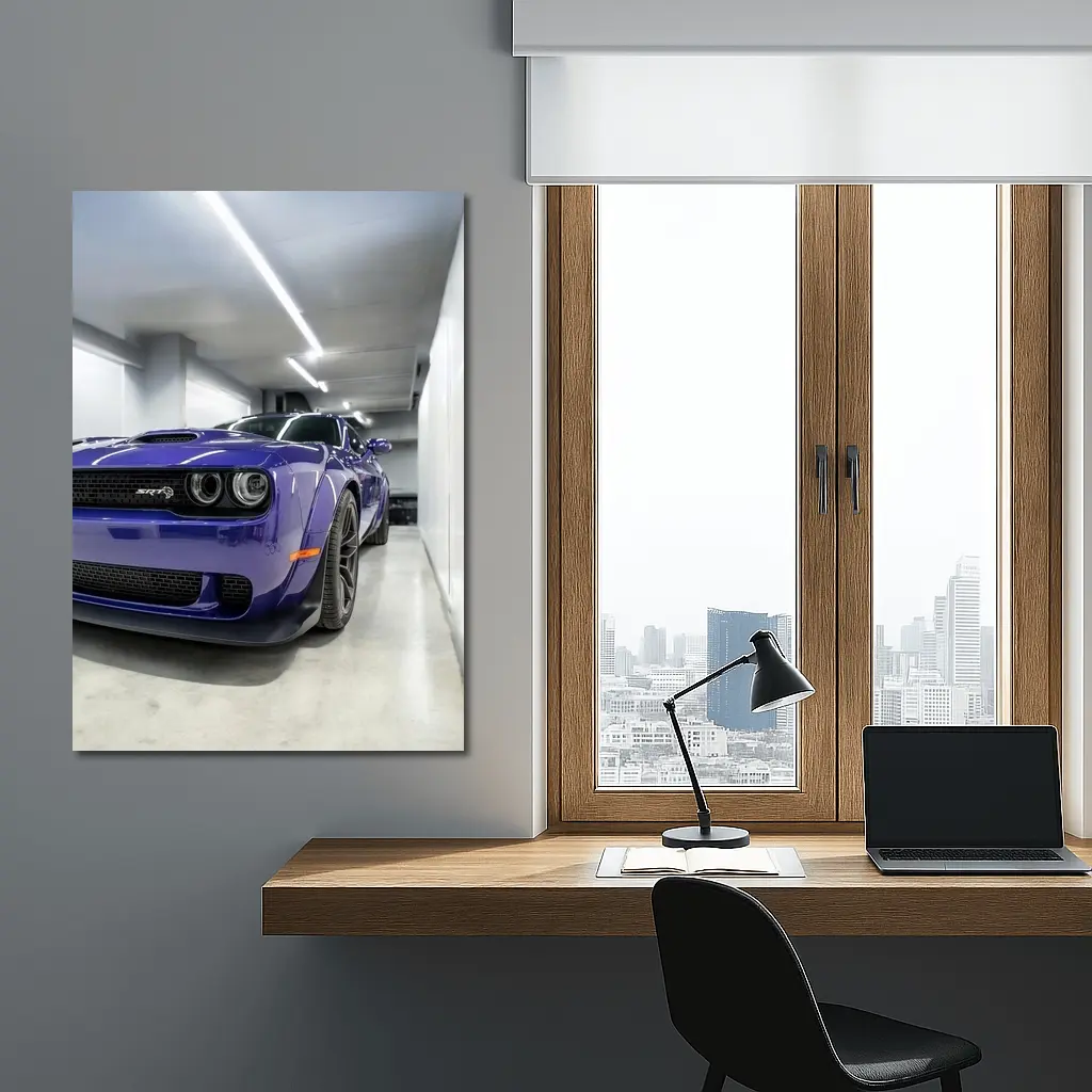 Dodge Challenger SRT Purple Garage Shot – Wall Art