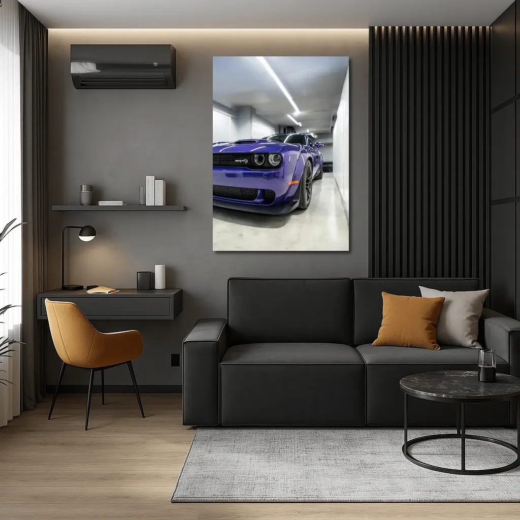 Dodge Challenger SRT Purple Garage Shot – Wall Art