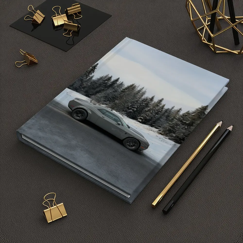 Dodge Challenger Gray Muscle Car Winter Forest – Notebooks