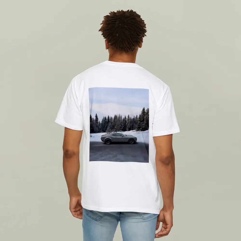 Dodge Challenger Gray Muscle Car Winter Forest – T-Shirts