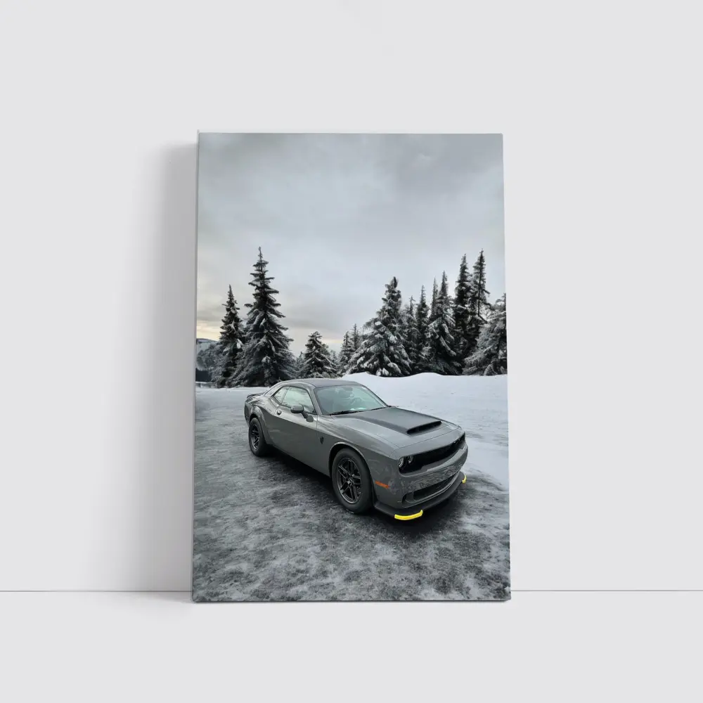 Dodge Challenger SRT Gray Winter Snow Scene – Wall Art