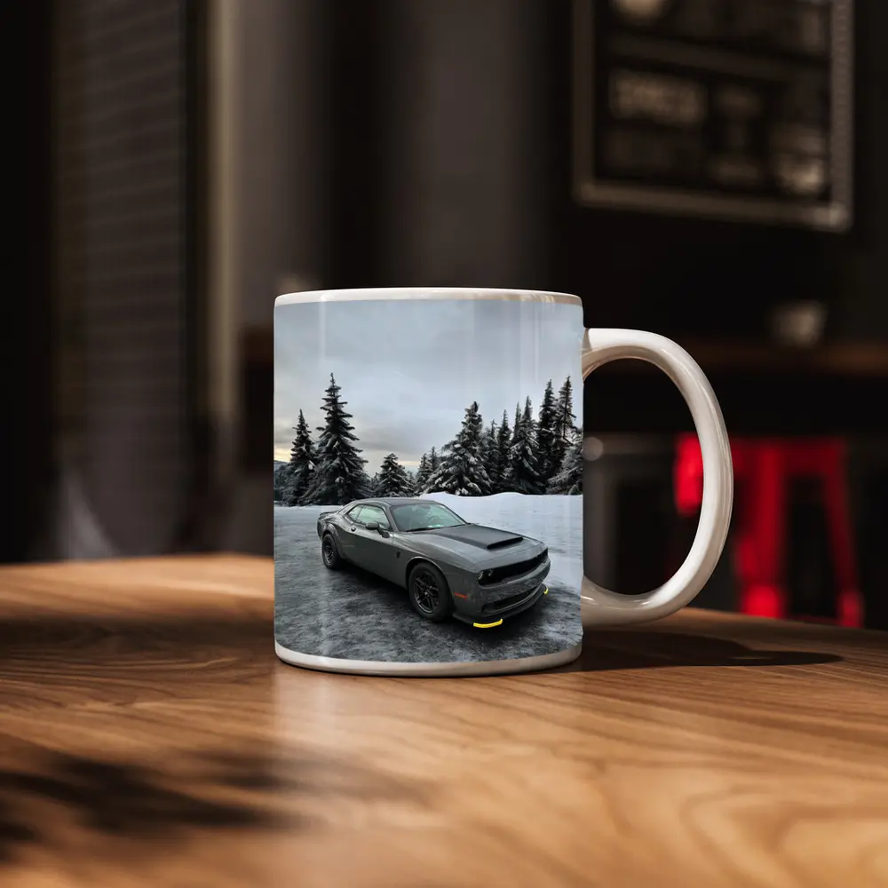 Dodge Challenger SRT Gray Winter Snow Scene – Mugs