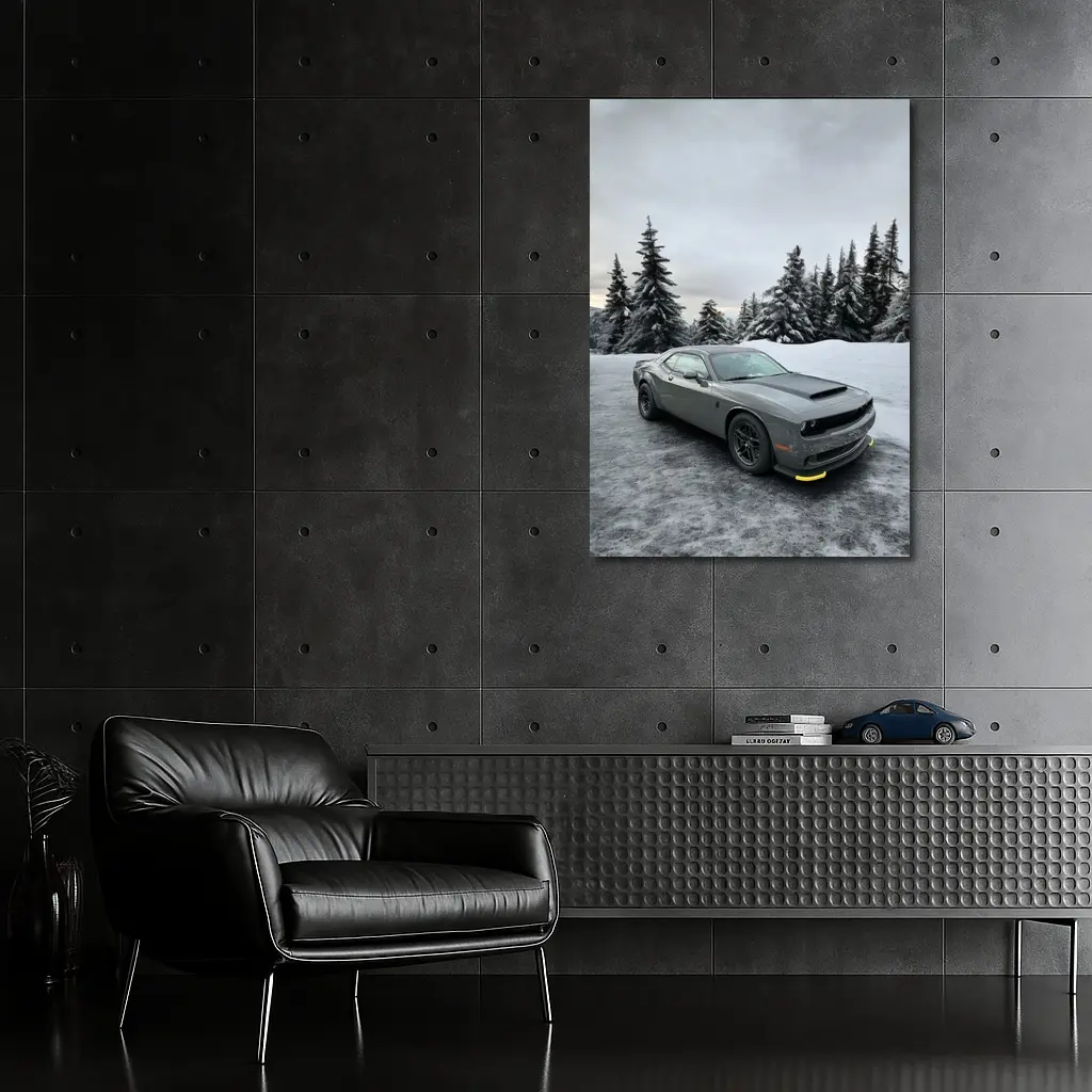 Dodge Challenger SRT Gray Winter Snow Scene – Wall Art
