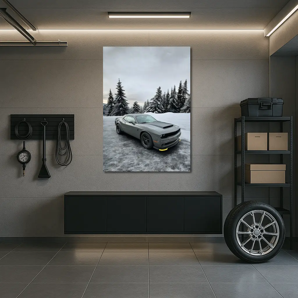 Dodge Challenger SRT Gray Winter Snow Scene – Wall Art