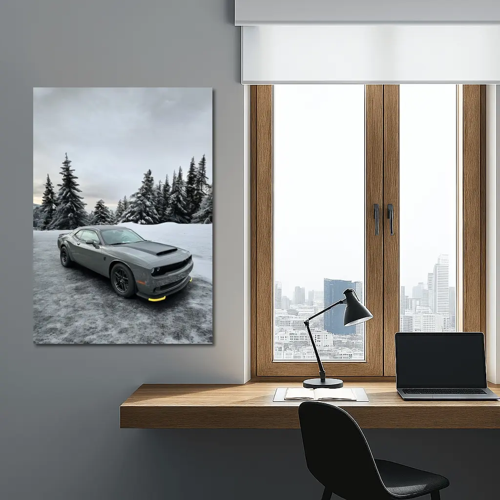 Dodge Challenger SRT Gray Winter Snow Scene – Wall Art