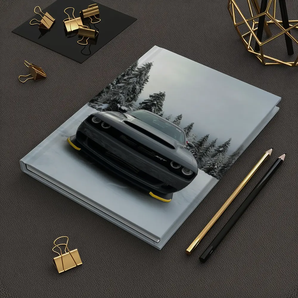 Dodge Challenger SRT Black In Winter Snow – Notebooks