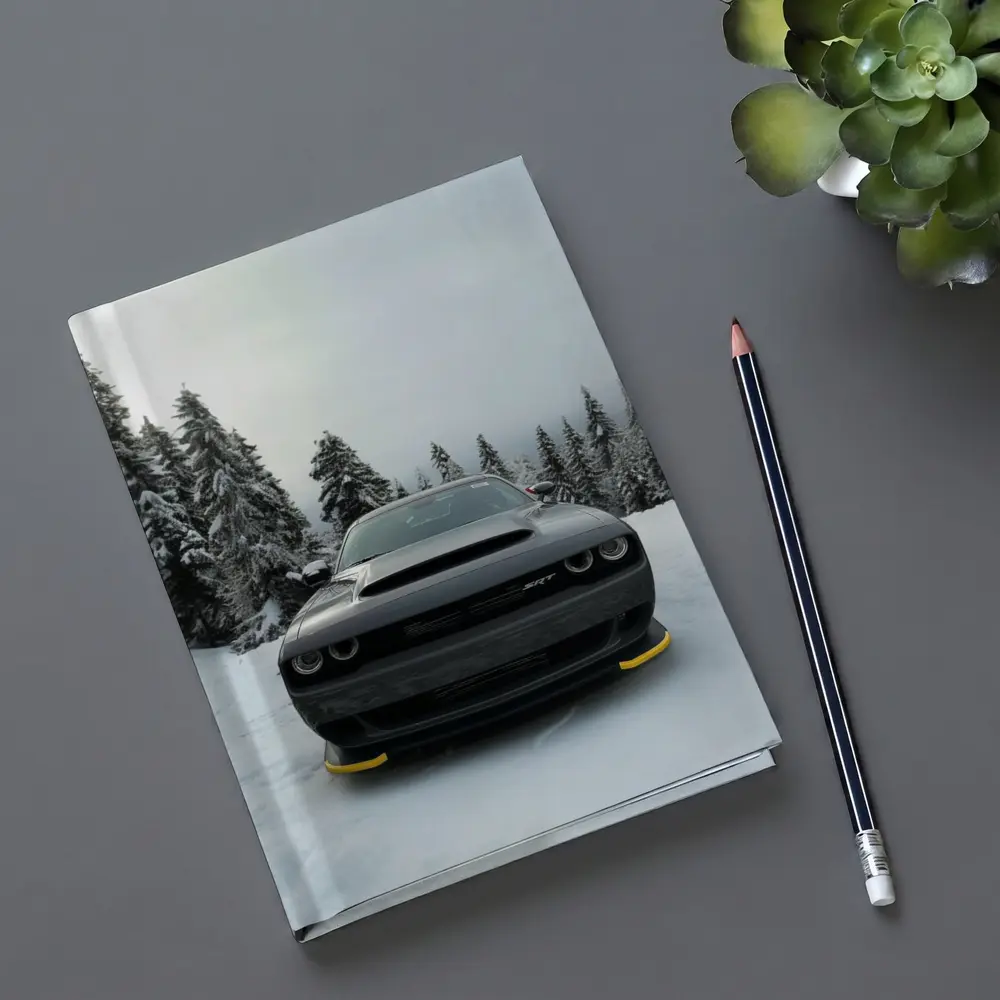 Dodge Challenger SRT Black In Winter Snow – Notebooks
