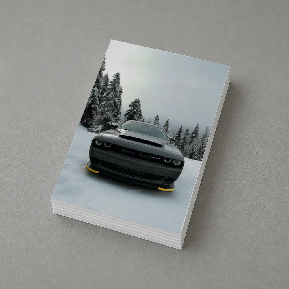 Dodge Challenger SRT Black In Winter Snow – Postcards