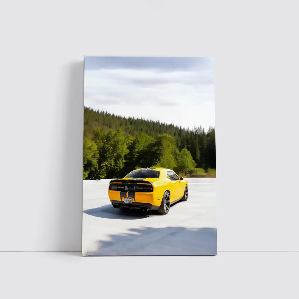 Dodge Challenger SRT Yellow Forest Background – Wall Art